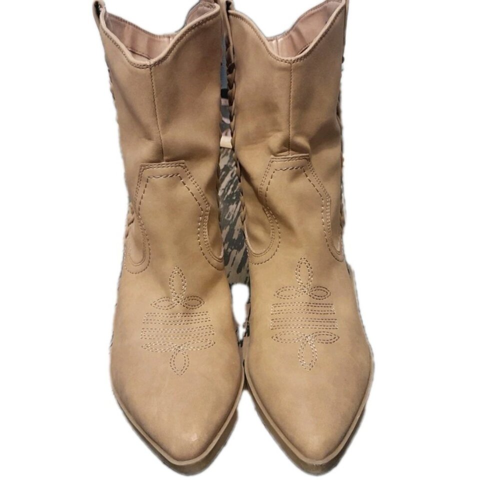 Dolce Vita Koolson Western Faux Leather Cowgirl Rodeo Booties Size 9 Tan - Picture 3 of 11